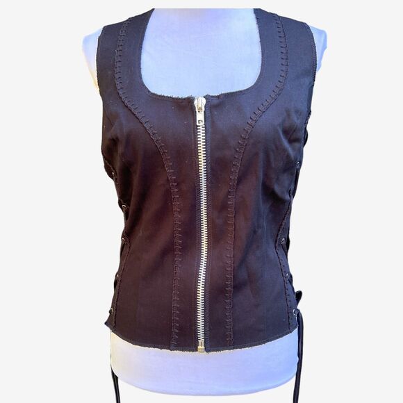 Gothic Steampunk Lace up Black  Corset Top Medium - Picture 1 of 7